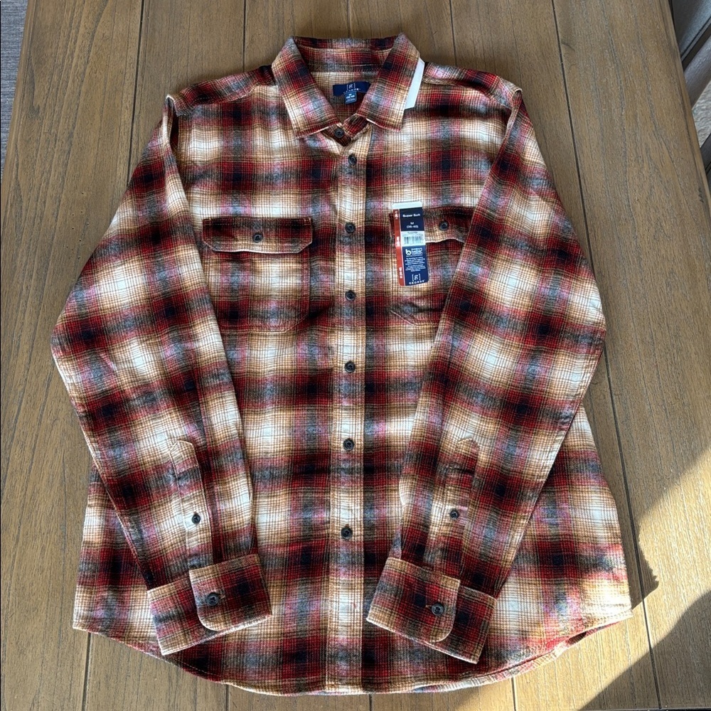 George Men’s long sleeve Flannel Plaid Shirt Cotton blend Super soft NWT SizeM - Picture 8 of 8
